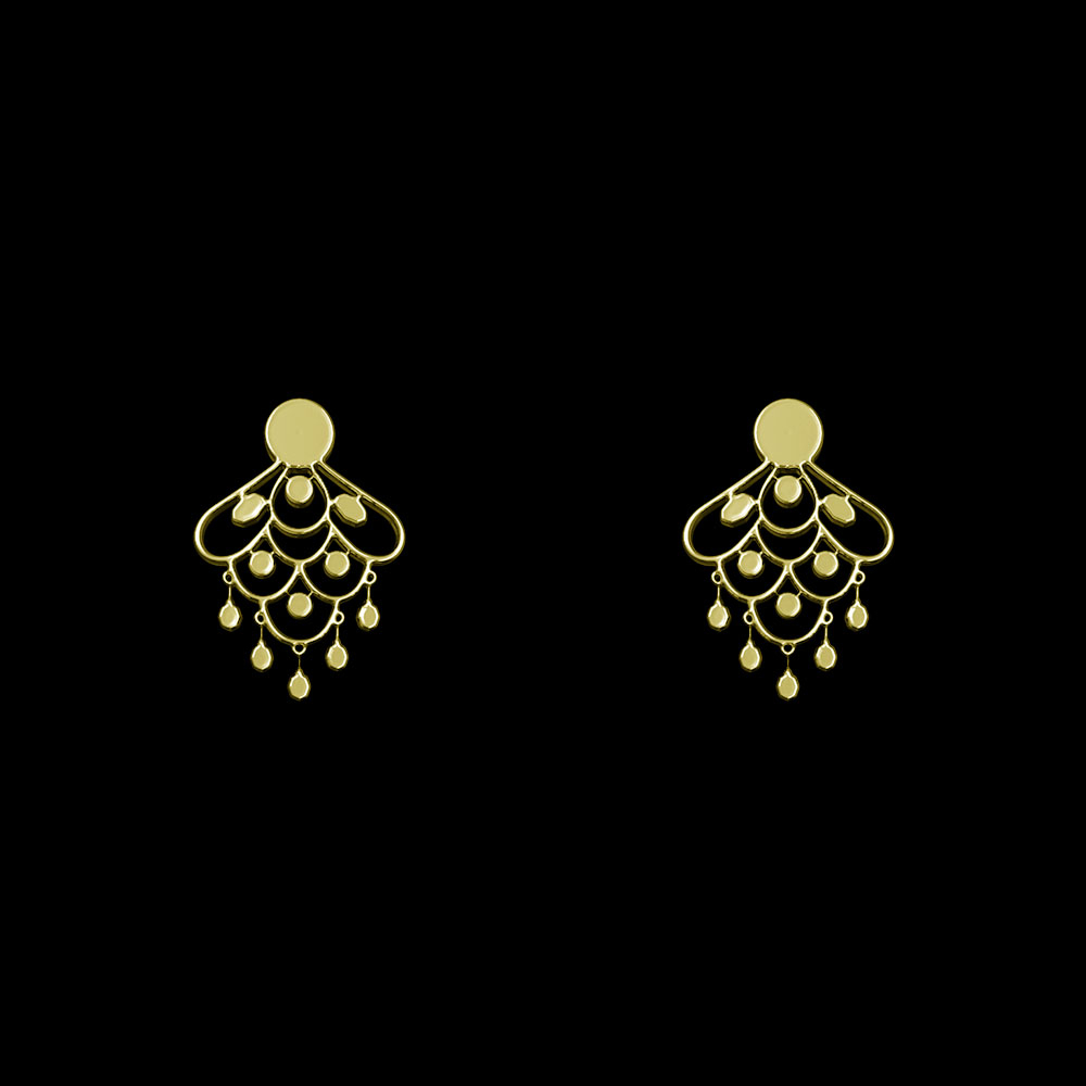 گوشواره طلا 18 عیار زنانه مدوپد مدل هندسی کد GA1-10082