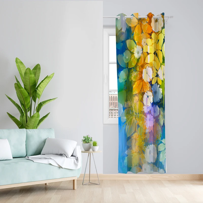 پرده طرح برگ مدل مخمل پانچی کد L 1137L Z سایز 140x200 سانتی متر