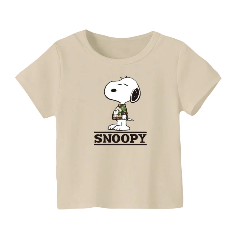 تی شرت آستین کوتاه بچگانه مدل اسنوپی کد 34 رنگ کرم