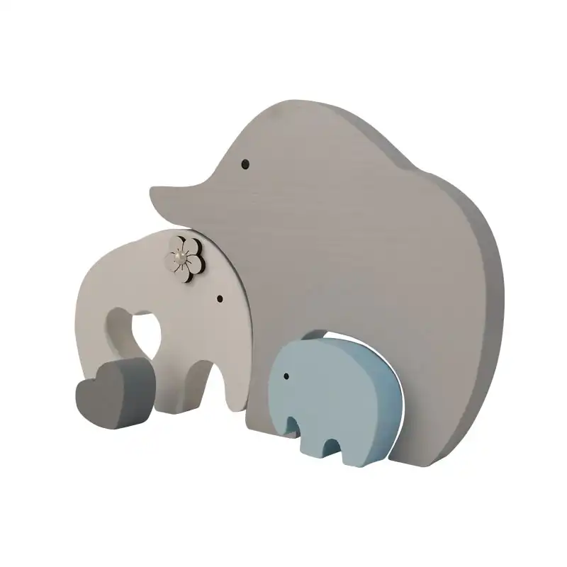 اسباب بازی چوبی طرح پازل فیل قلبی مدل MKT11-J-MD مجموعه 4 عددی