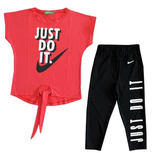 ست تی شرت و شلوارک دخترانه مدل JUST DO IT رنگ قرمز