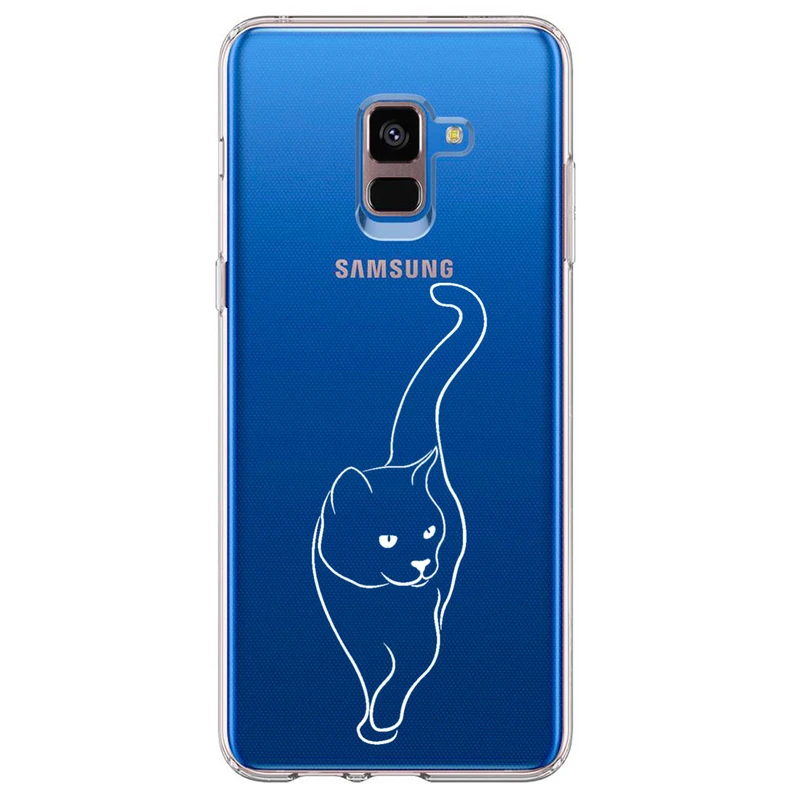 کاور مگافون طرح گربه مدل C60-W مناسب برای گوشی موبایل سامسونگ Galaxy A8 Plus