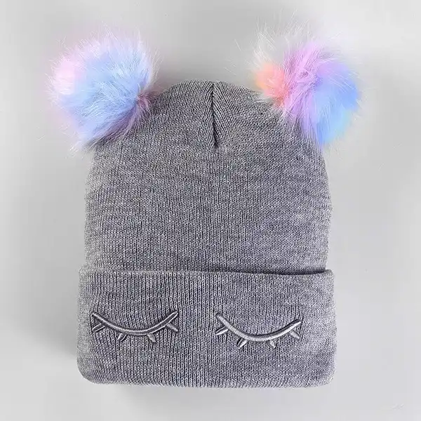 کلاه بافتنی بچگانه مدل پوم پوم شاین کد D1