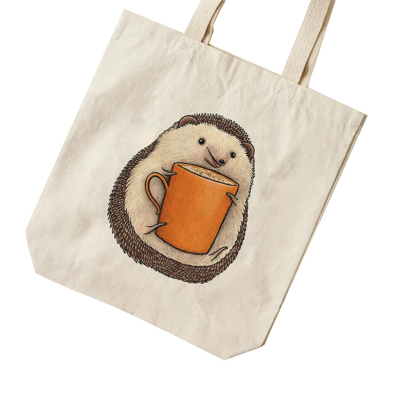 ساک خرید ترمه طراحان ایده مدل جوجه تیغی قهوه نوش کد cfp2155 - L