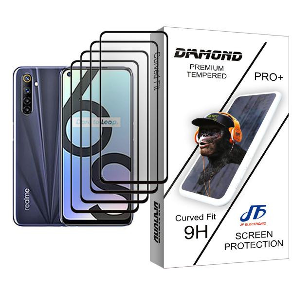 محافظ صفحه نمایش جی اف مدل Diamond Glass MIX004 مناسب برای گوشی موبایل ریلمی 6S بسته چهار عددی