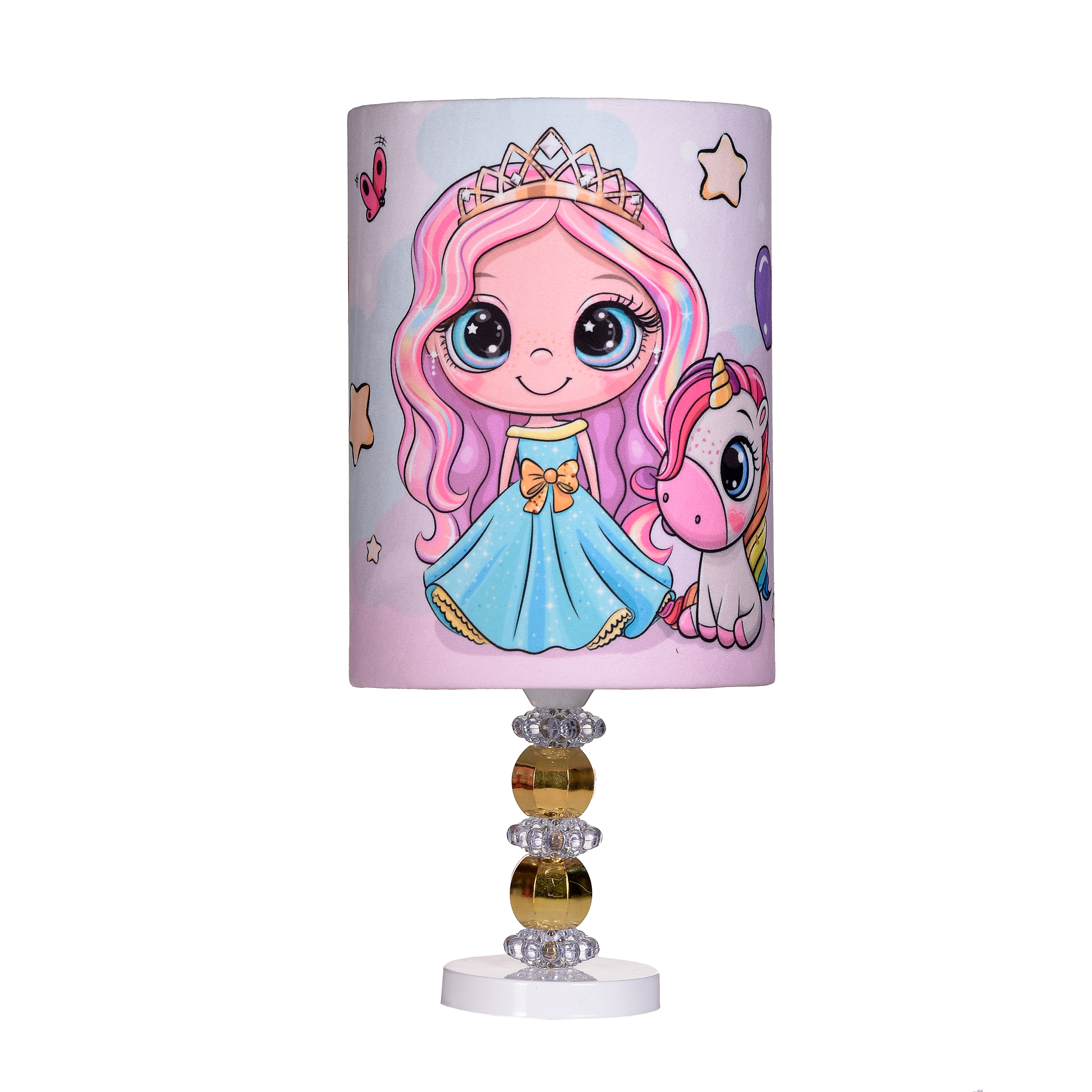 لوستر اتاق کودک مدل اسب تک شاخ و دختر به همراه ساعت و آباژور