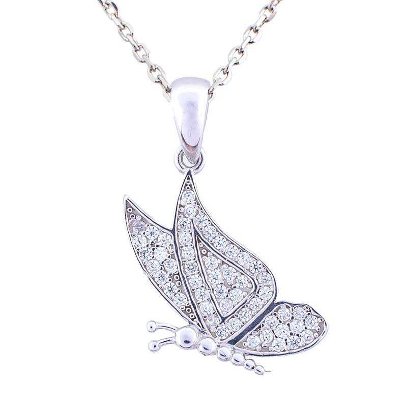 گردنبند نقره زنانه مدل پروانه AMT_M060