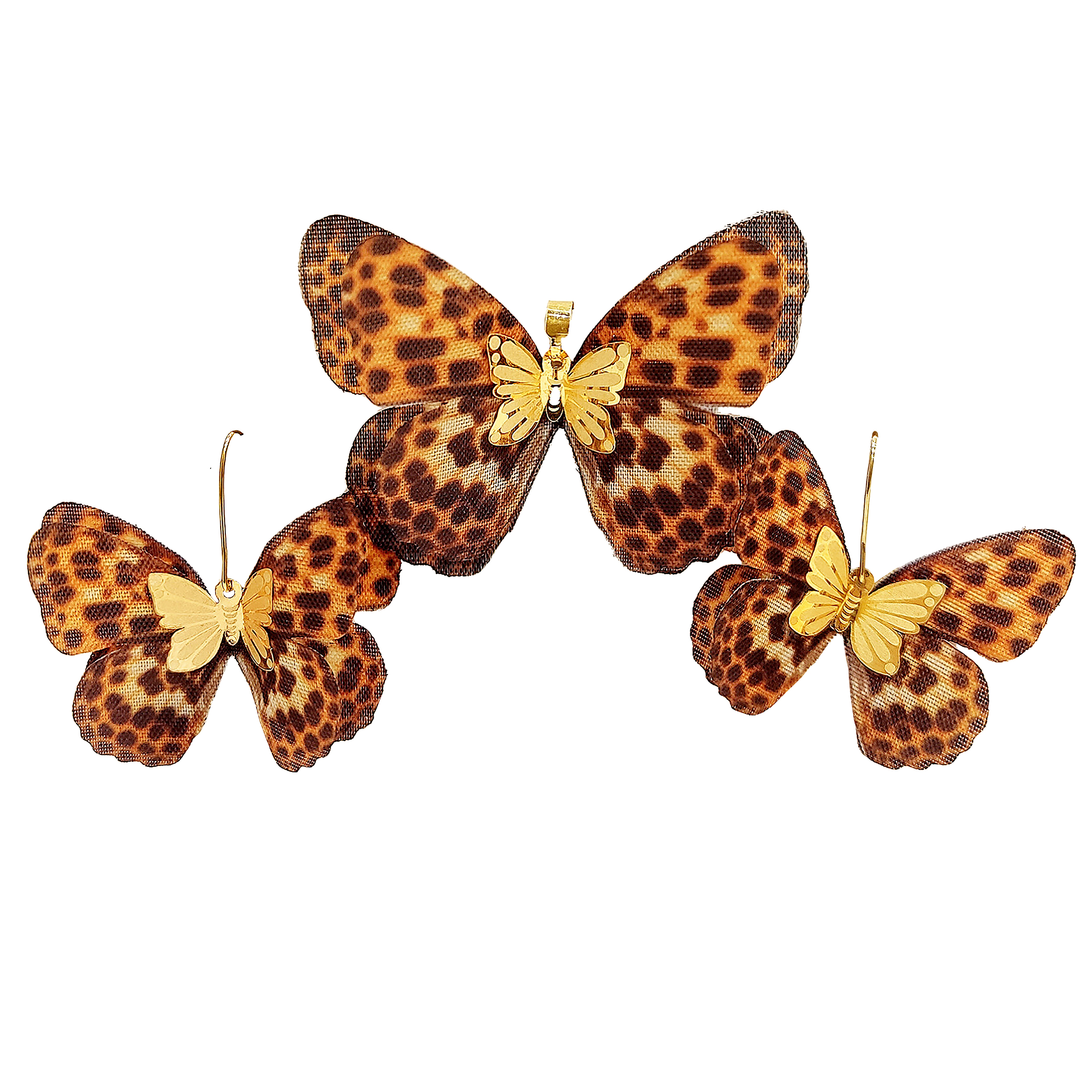 نیم ست طلا 18 عیار زنانه مدل پروانه کادویی کد 16-244