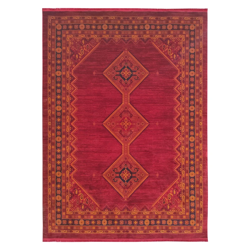 فرش ماشینی 700 شانه زمینه لاکی حاشیه لاکی فرش مرینوس بافت مدل 2809