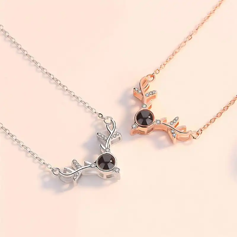 گردنبند زنانه مدل گوزن دوستت دارم به صد زبان دنیا