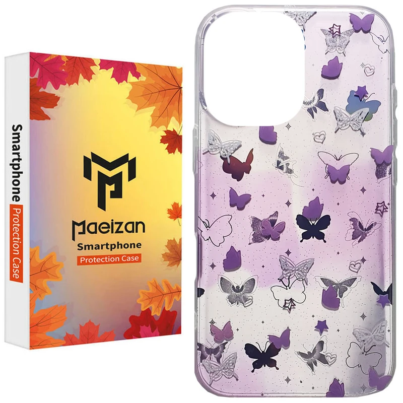 کاور پاییزان مدل Holo butterfly طرح لاکچری مناسب برای گوشی موبایل اپل IPhone 13 / 14