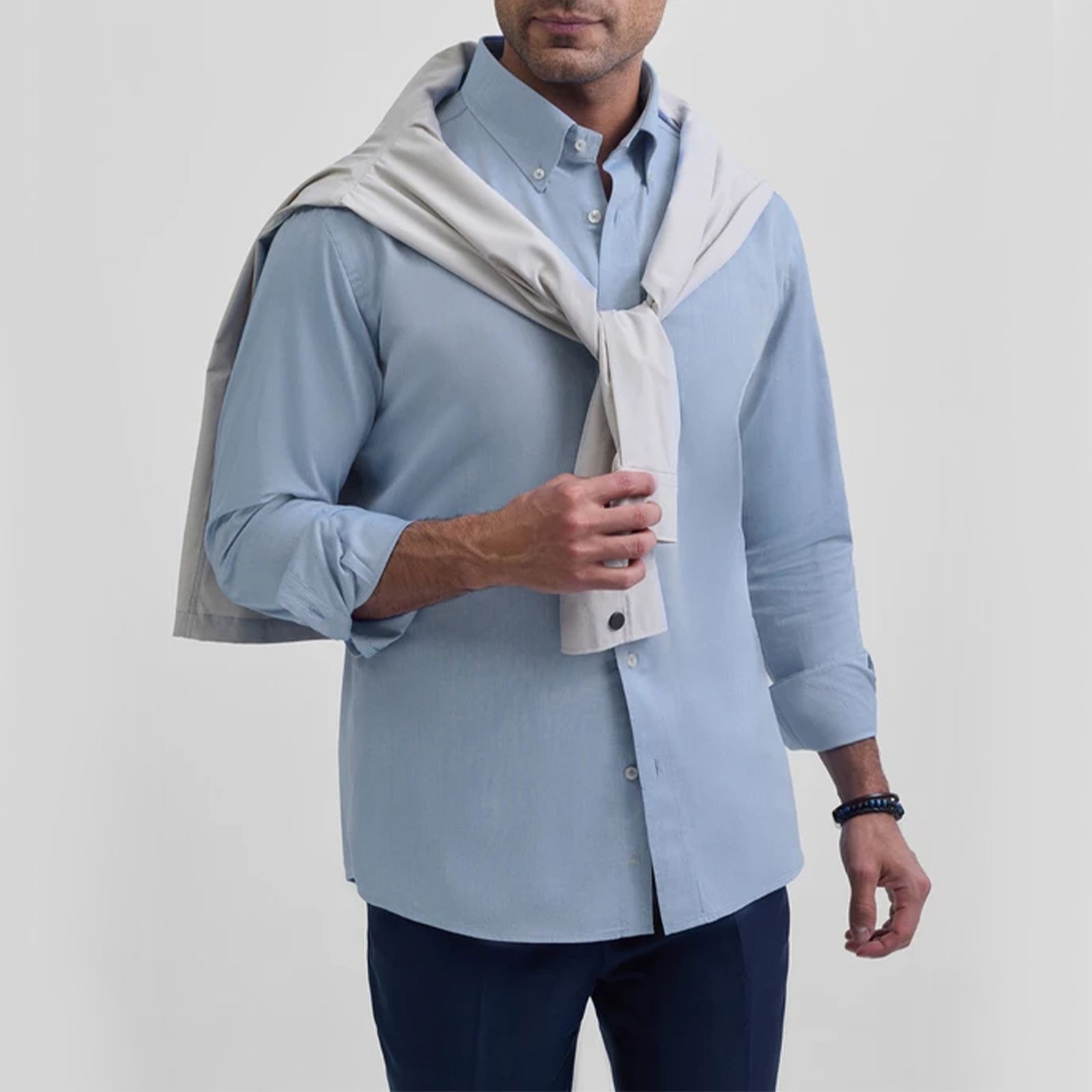 پیراهن آستین بلند یقه دکمه دار مردانه کروم مدل 2510112 - - 4
