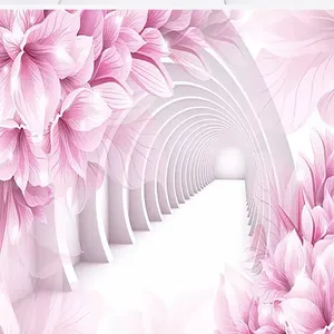 پوستر دیواری سه بعدی مدل تونل گل آویز بنفش DVRF1248