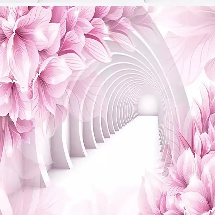 پوستر دیواری سه بعدی مدل تونل گل آویز بنفش DVRF1248