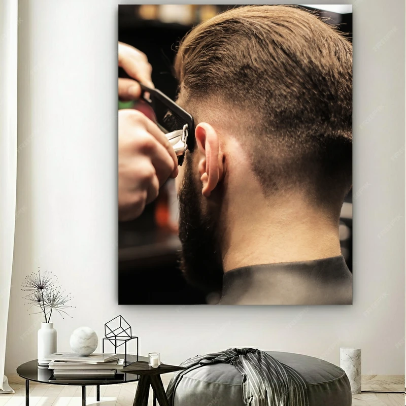 تابلو بوم طرح مخمل آرایشگاه مردانه مدل پیرایش حرفه ای کد GR1332