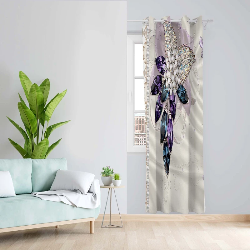 پرده طرح نگین مدل مخمل پانچی کد 4907 z سایز 140x200 سانتی متر