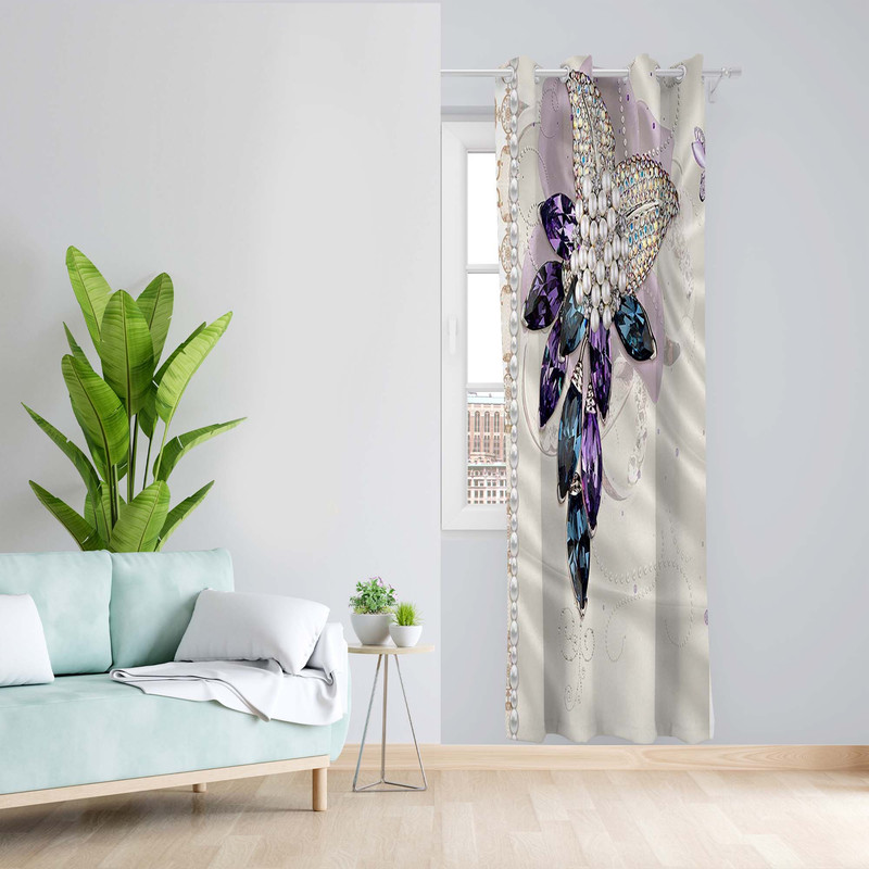 پرده طرح نگین مدل مخمل پانچی کد 4907 z سایز 140x200 سانتی متر
