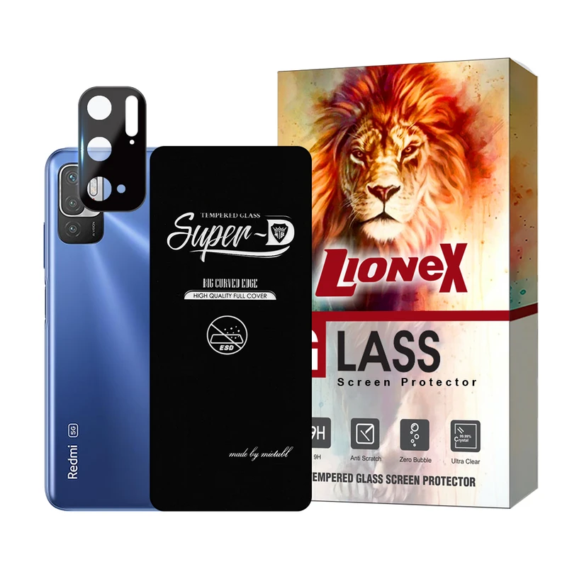   محافظ صفحه نمایش لایونکس مدل SUPLNFULI مناسب برای گوشی موبایل شیائومی Poco M3 Pro 4G / Poco M3 Pro 5G / Redmi Note 10 5G / Redmi Note 10T 5G به همراه محافظ لنز گوشی