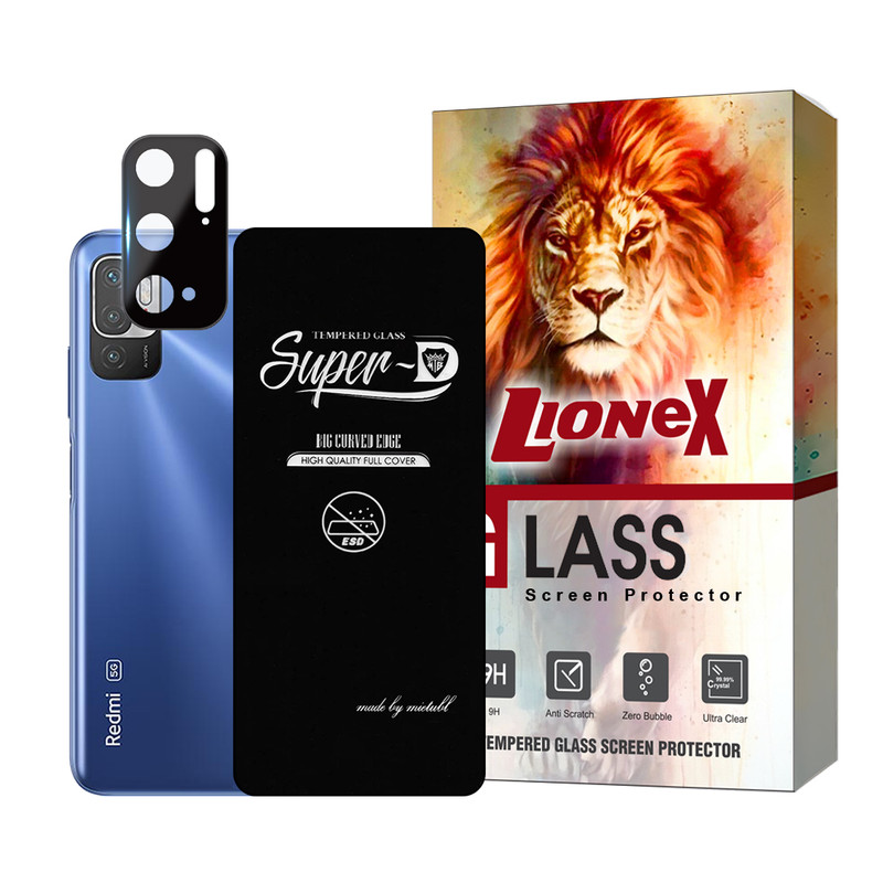  محافظ صفحه نمایش لایونکس مدل SUPLNFULI مناسب برای گوشی موبایل شیائومی Poco M3 Pro 4G / Poco M3 Pro 5G / Redmi Note 10 5G / Redmi Note 10T 5G به همراه محافظ لنز گوشی