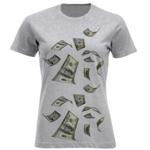 تیشرت آستین کوتاه زنانه طرح دلار کد W262