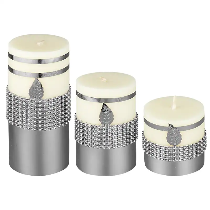 شمع دست ساز مدل استوانه ای آیینه مجموعه سه عددی