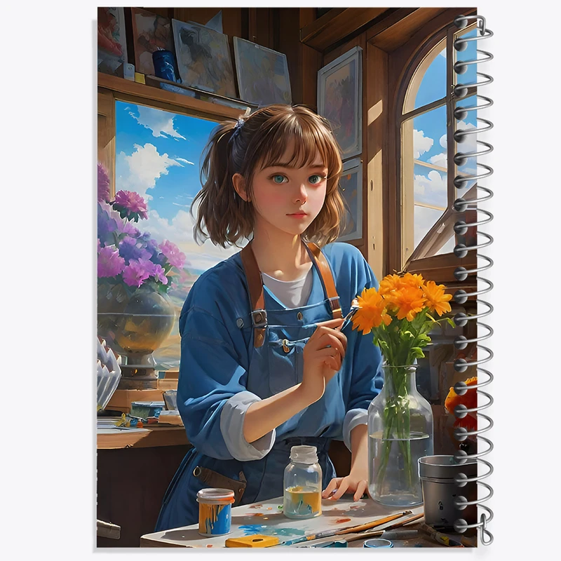 دفتر مشق 50 برگ خندالو طرح دختر نقاش کد F6670