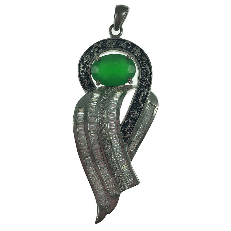 آویز گردنبند نقره زنانه سلین کالا مدل زمرد کد 09