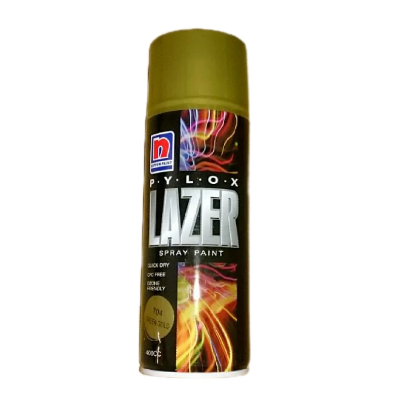 اسپری متالیک رنگ گلد گرین رنگ نیپون کد 2704 مدل Lazer حجم 400 میلی لیتر