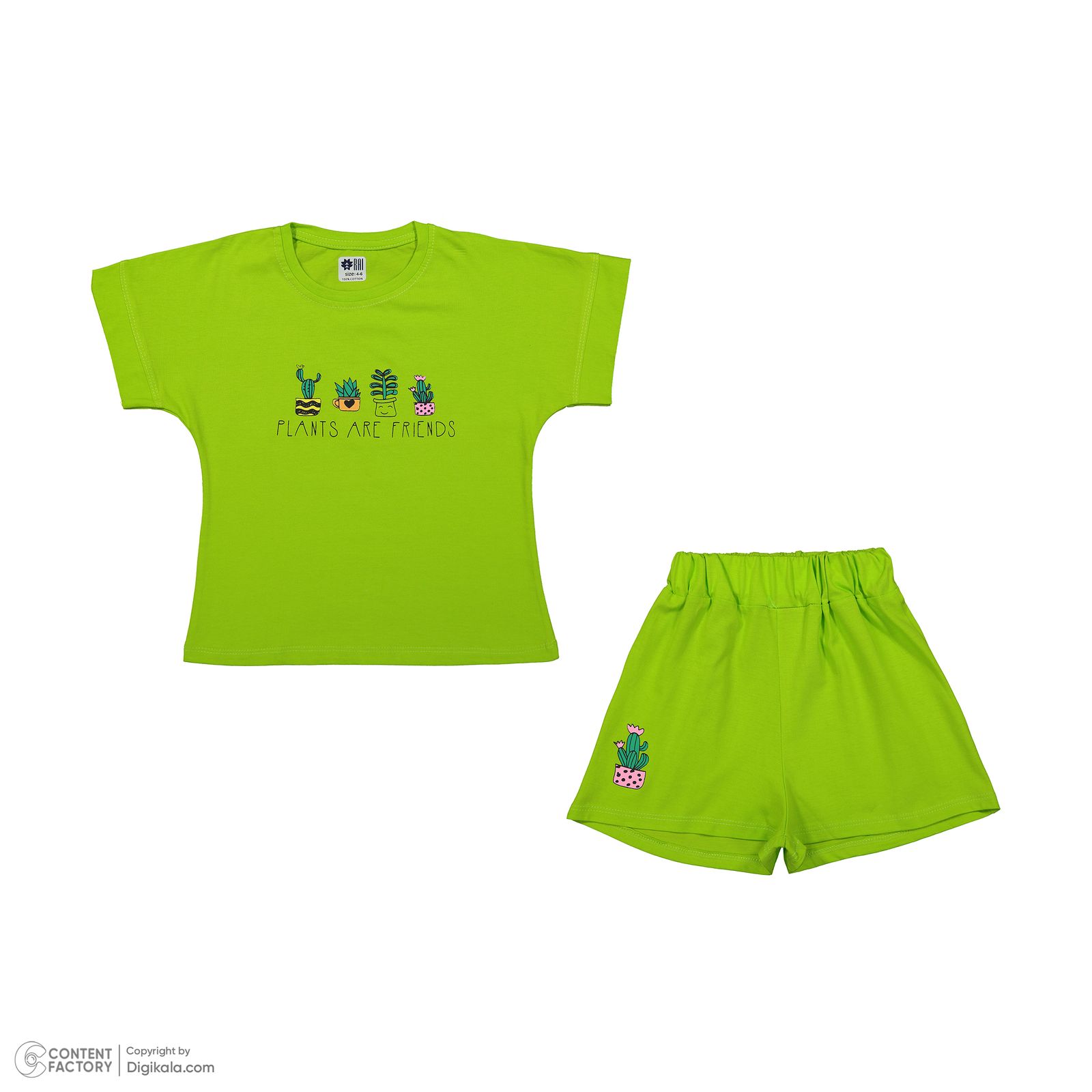 ست تی شرت آستین کوتاه و شلوارک دخترانه مادر مدل گاردن کد 92-43 رنگ سبز -  - 3