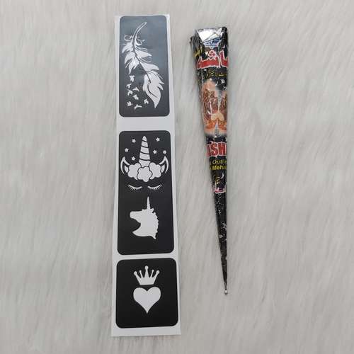 حنا طراحی و شابلون تتو موقت مدل hasha119 طرح یونیکورن مجموعه 5 عددی