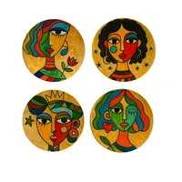 بشقاب دیوارکوب سفالی کد D443 مجموعه‌ چهار عددی