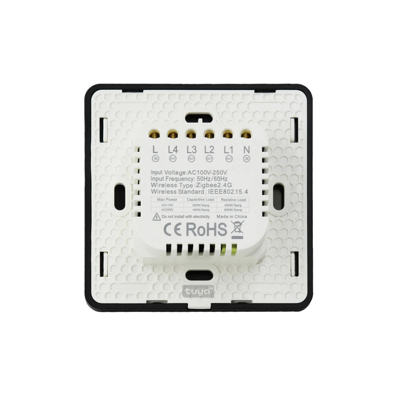 کلید هوشمند تویا مدل چهارپل Zigbee طرح curve کد 2211044