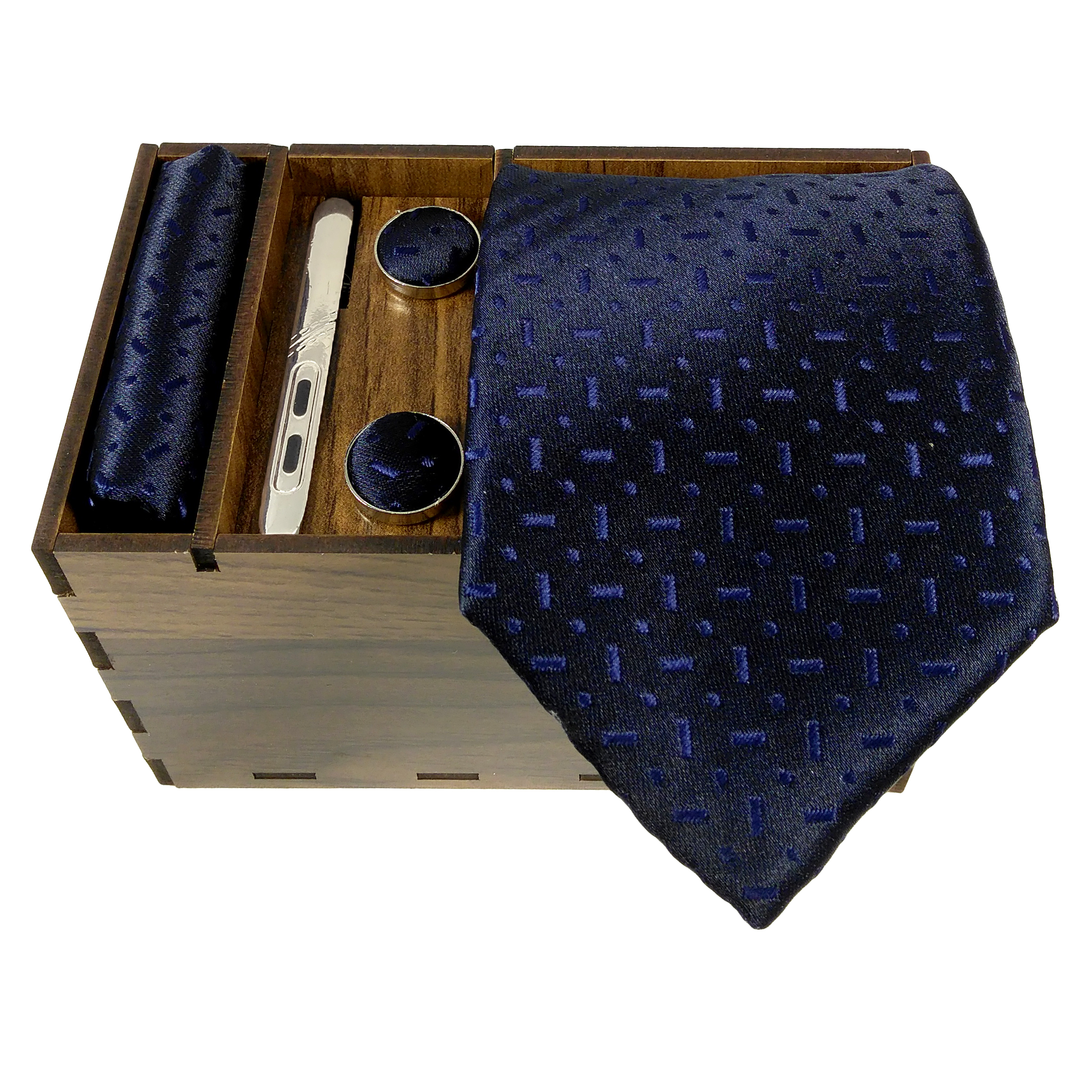 ست کراوات و دستمال جیب و دکمه سردست و گیره کراوات مردانه مدل 471
