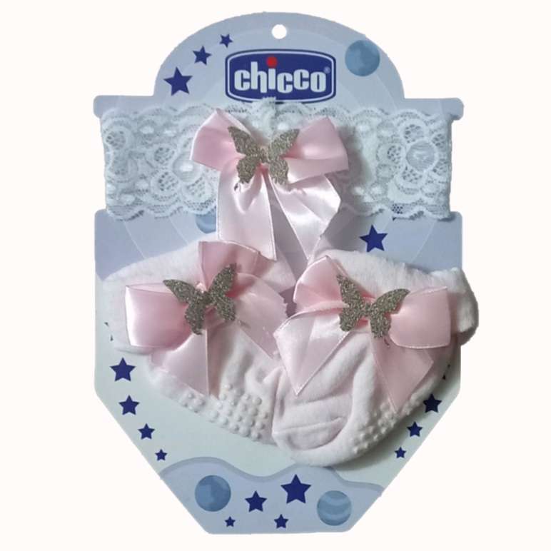ست هدبند و جوراب نوزادی چیکو مدل پروانه کد SO 08