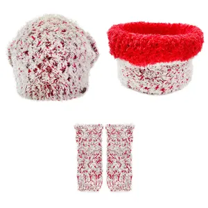 ست کلاه و شال گردن و ساق دست بافتنی بچگانه تارتن مدل 15038