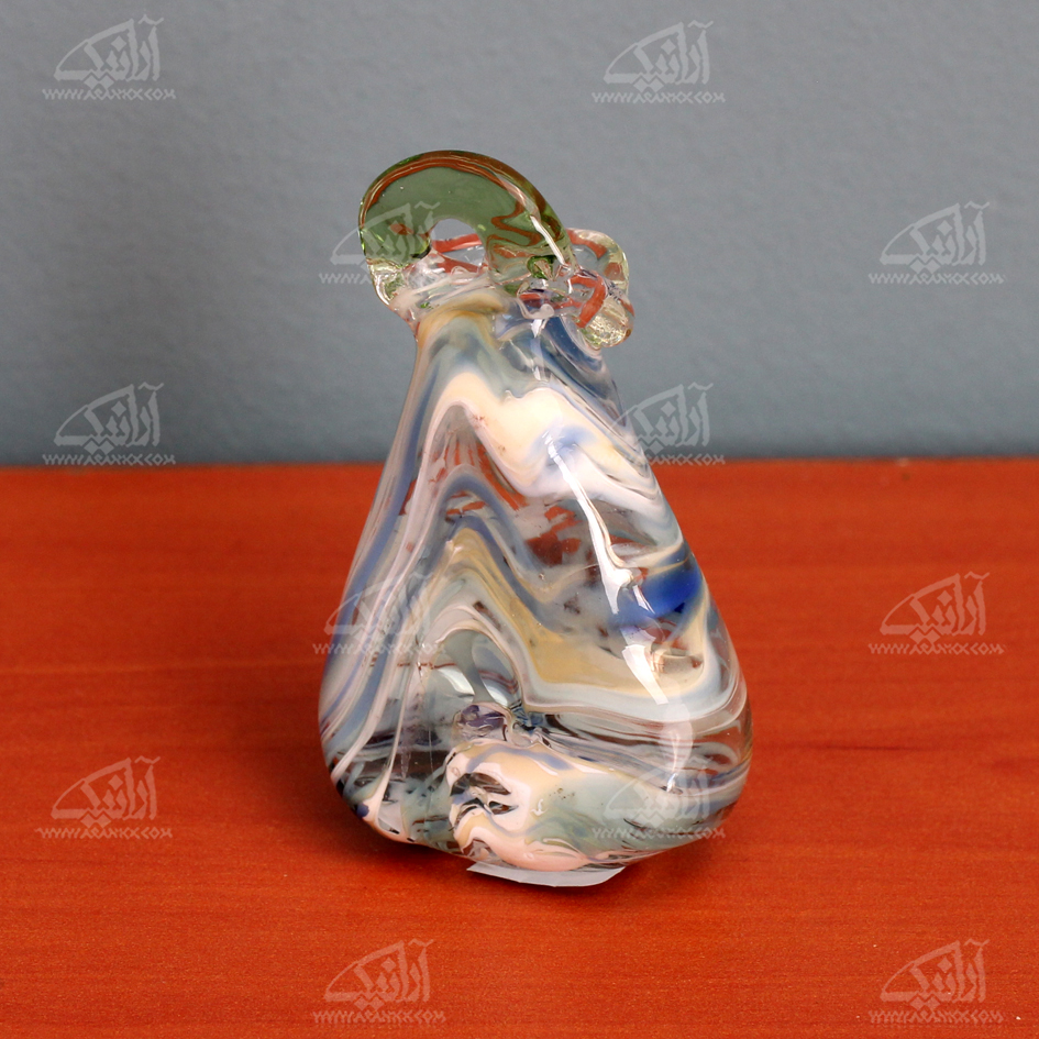 گلدان مینیاتوری شیشه گری با حرارت مستقیم‏ ‏ رنگارنگ‏ طرح ‏ابر و باد‏ مدل 1015900023