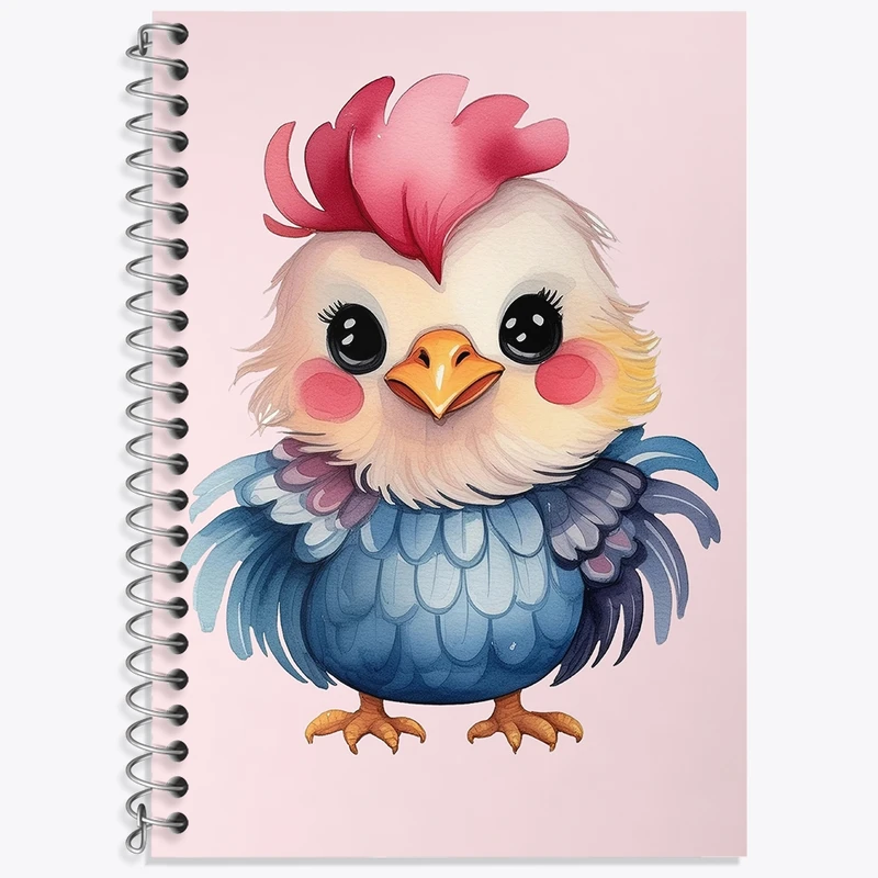 دفتر زبان 50 برگ خندالو مدل دو خط طرح جوجه خروس کیوت کد N1595