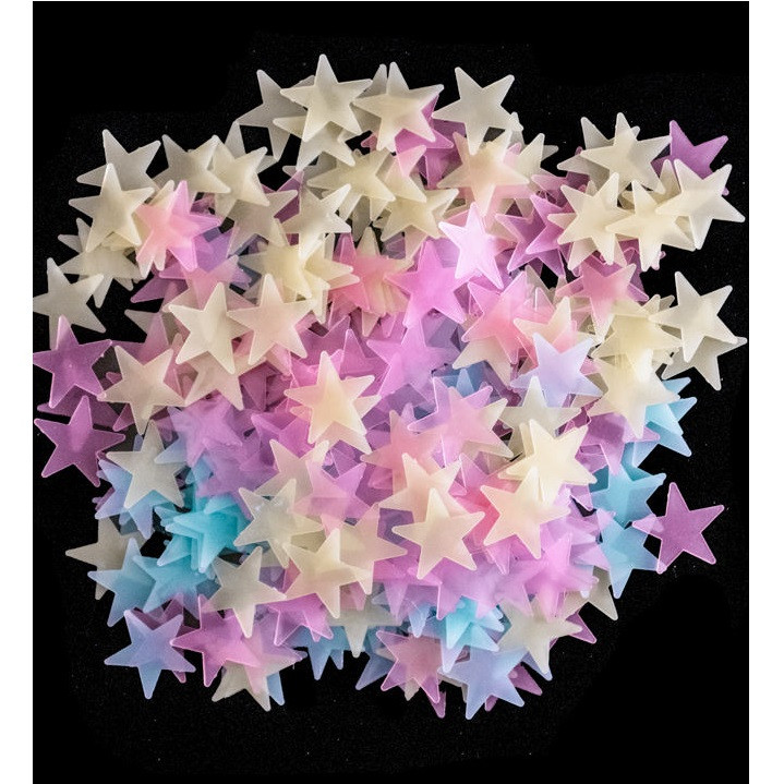 استیکر دیواری کودک طرح ماه و ستاره شب تاب کد 4CS1M بسته 21 عددی