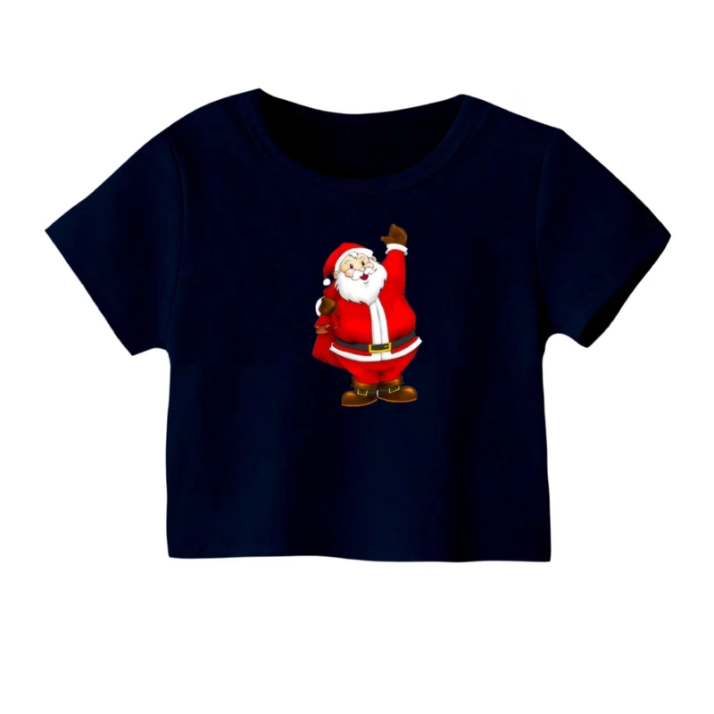 کراپ‌ تی‌شرت آستین کوتاه زنانه مدل بابانوئل کریسمس کد 3