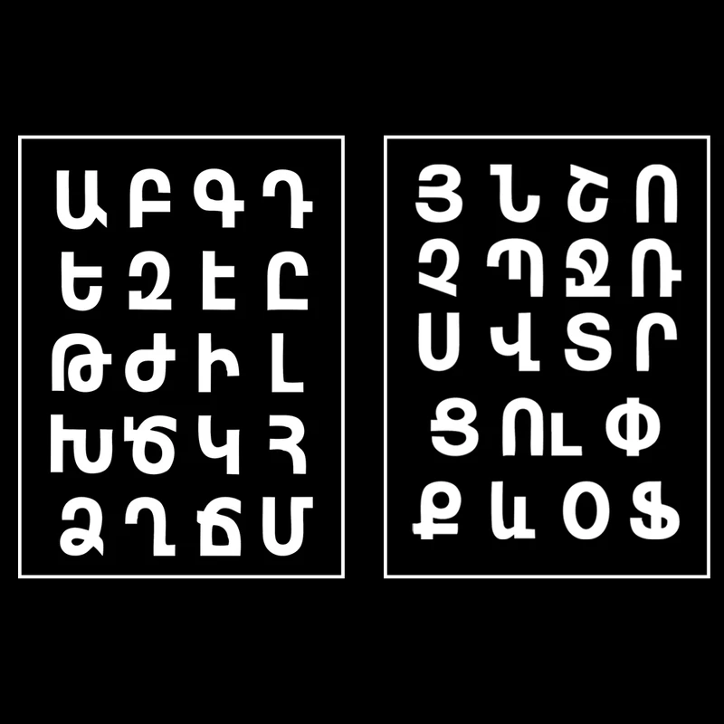 استیکر پارچه و لباس مدل حرارتی طرح الفبا ارمنی کدw مجموعه ۲ عددی