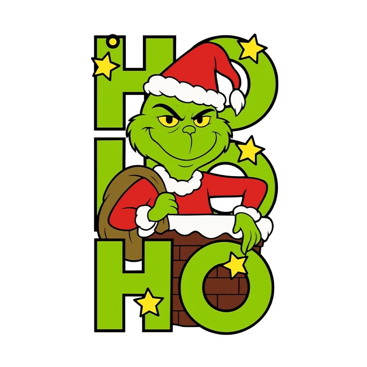 استیکر پارچه و لباس پاد آفرین مدل کریسمس طرح انیمیشن گرینچ کد S3080