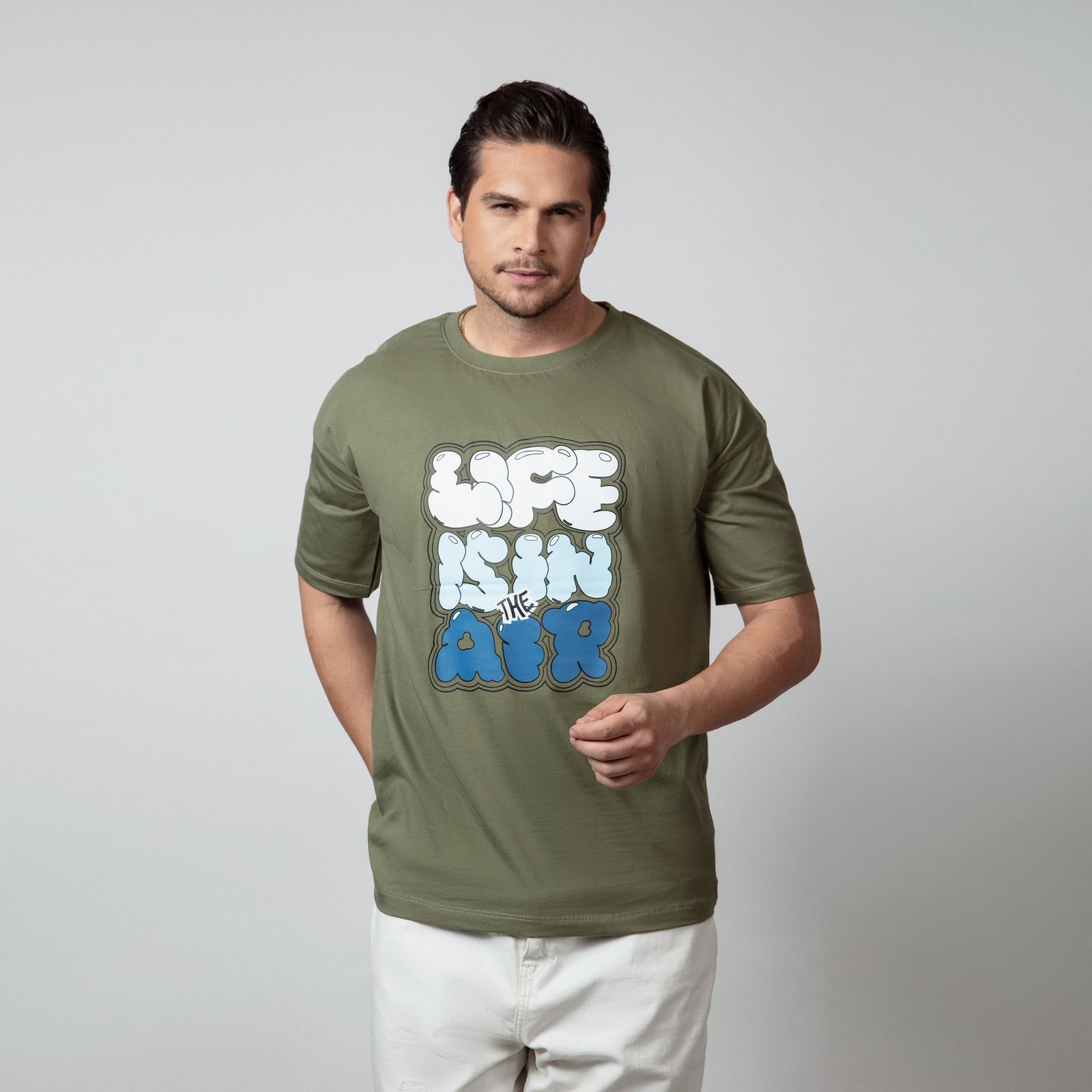 تی شرت اورسایز  آستین کوتاه مردانه باینت مدل 768-1 رنگ سبز -  - 1