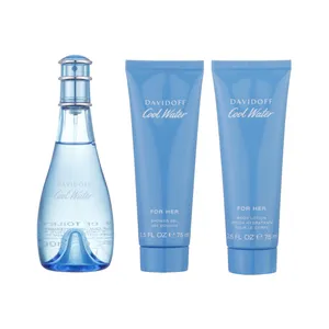 ست ادوپرفیوم زنانه دیویدف مدل Cool Water حجم 100 میلی لیتر به همراه لوسیون بدن زنانه دیویدف مدل Cool Water حجم 75 میلی لیتر و شامپو بدن زنانه دیویدف مدل Cool Water حجم 75 میلی لیتر
