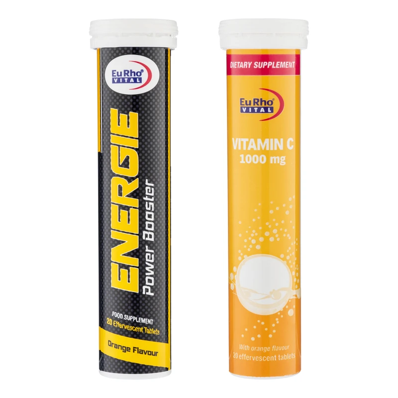 قرص جوشان ویتامین ث 1000 میلی گرم یوروویتال بسته 20 عددی به همراه قرص جوشان انرژی پاور بوستر یوروویتال بسته 20 عددی