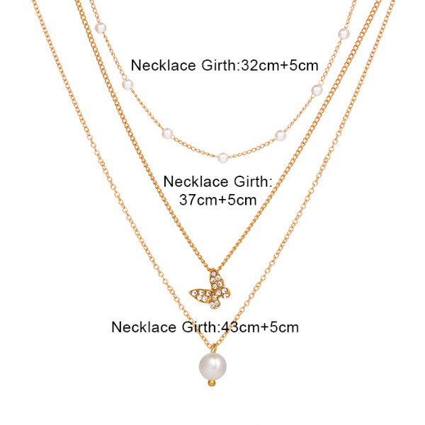 گردنبند دخترانه مدل مروارید و پروانه مجموعه سه عددی گردنبند دخترانه مدل مروارید و پروانه مجموعه سه عددی