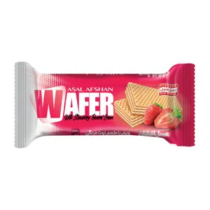 ویفر مینی بالشتی با طعم توت فرنگی عسل افشان - 28 گرم بسته 24 عددی