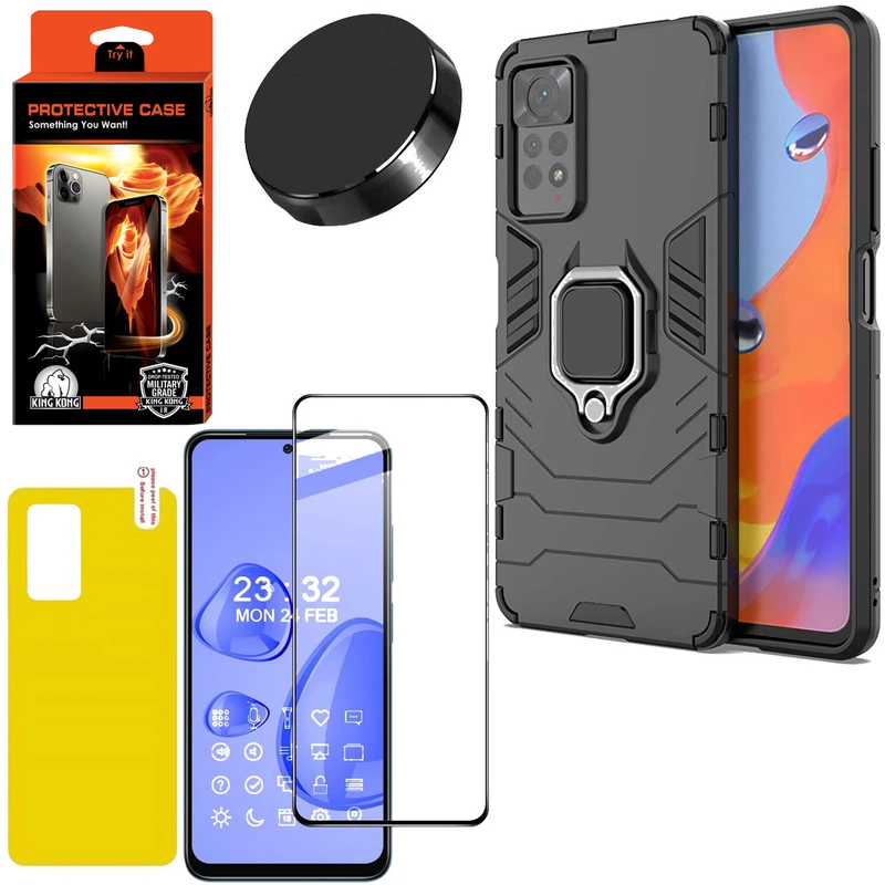 کاور کینگ کونگ مدل BATMAN مناسب برای گوشی موبایل شیائومی Redmi Note 11 Pro به همراه محافظ صفحه نمایش و برچسب محافظ پشت و پایه نگهدارنده گوشی