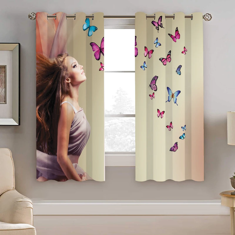 پرده نیروانا طرح دخترونه مدل مخمل کد 8068 سایز 140×200 سانتی متر