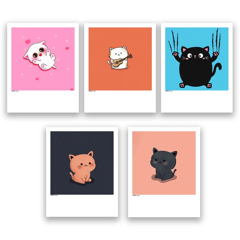 آویز تزیینی عرش مدل فانتزی گربه کد Asa099 مجموعه پنچ عددی