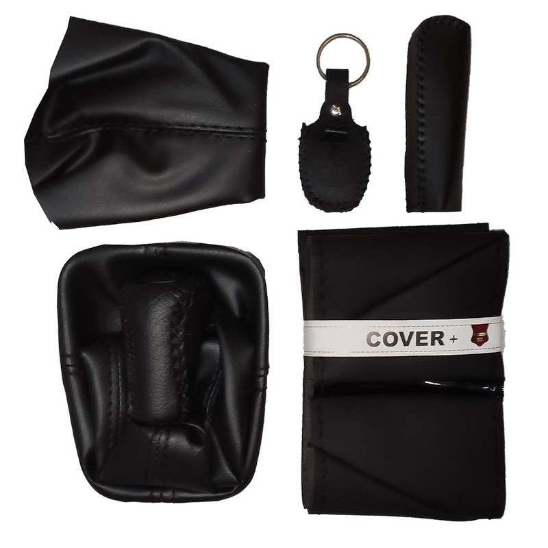 روکش فرمان کاور پلاس مدل PR-LUXE-RD به همراه سردنده وگردگیر و روکش ترمزدستی و کاور سویچ مناسب برای پراید